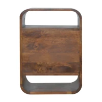 100% Solid Mango Wood Bedside Cabinet with 2 Smooth‑Gliding Drawers, 2 Open Slots, Table for Organised Storage, 35L x 40W x 55H cm, Brown(m-8)