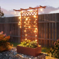 Outsunny Wooden Trellis Planter Box, Raised Garden Bed to Grow Vegetables, Herbs and Flowers, Orange(m-8)