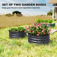 Outsunny Set of 2 Raised Garden Bed, Metal Planter Box with Safety Edging, Easy-to-assemble Stock Tank, Dark Grey(m-4)