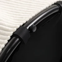 HOMCOM Puff Baú de Arrumação Banco Redondo Puff Apoio para os Pés em Veludo Cotelê Carga 120 Kg Ø 60x41 cm Bege(m-5)