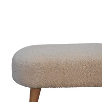 Solid Wood Upholstered Boucle Hallway Bench with 100% Solid Mango Wood, Hand-finished Seat for Smooth Traffic Flow, 32L x 92W x 38H cm, Brown(m-5)