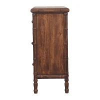 Solid Mango Wood 3-Drawer Chest with Turned Spindle Legs, Bedside Cabinet with Generous Organisation Drawers, 36L x 75W x 80H cm, Brown(m-10)