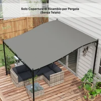 Outsunny Telo di Ricambio per Pergola da Giardino 3x3 m con 16 Fori di Drenaggio, 297x297 cm, Grigio(m-7)