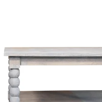 Solid Mango Wood Coffee Table with Open Storage Slot, Side Table with Durable Hand-Finished Circular Design, 80L x 80W x 45H cm, Beige(m-8)