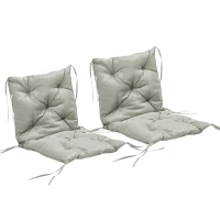 Outsunny Lot de 2 coussins, 98 x 50 cm coussins de chaise avec liens, housse en tissu, 8cm d'épaisseur Gris clair(m-7)