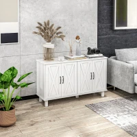 HOMCOM Meuble de rangement buffet bas 4 portes avec étagères réglables en hauteur style campagne longueur 120 cm blanc(m-10)