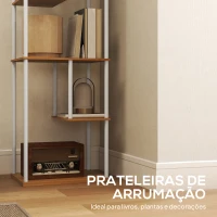 HOMCOM Candeeiro de Pé com Prateleiras Brilho e Temperaturas de Cor Ajustáveis 3000K-6500K e Temporizador 40x29x171 cm Branco e Madeira(m-6)