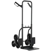 Durhand Carrinho de Escadas Dobrável 120 Kg 6 Rodas Carrinho de Mudança em Aço com Cordas Telescópicas 44x38x106,5cm Preto(m-7)