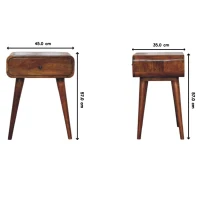 Solid Wood Avora Bedside Table with Drawer and Nordic Legs, Durable Hand‑Finished Desk for Bedroom, 35L x 45W x 57H cm, Brown(m-3)