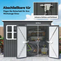 Outsunny Metalen Tuinschuur voor Opslag van Tuingereedschap, met Venster, Brede Deur, 260 x 177 x 190 cm, Donkergrijs(m-6)