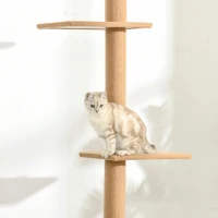 PawHut Arbre à chat poteau à griffer hauteur réglable dim. 43L x 27I x 228-260H cm 4 niveaux d'activités marron(m-8)