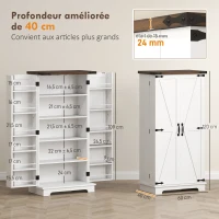 HOMCOM Buffet cuisine, meuble cuisine rangement, avec 12 étagères à portes, lumière LED magnétique, 60 x 40 x 120 cm, blanc(m-3)