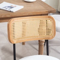 HOMCOM Conjunto de 2 Cadeiras de Sala de Jantar Boho com Encosto em Rattan para Sala Sala de Jantar Quarto Branco(m-4)