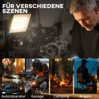 HOMCOM 50W Arbeitslampe, verstellbar, 3 Modi, Aluminium, flexibel einsetzbar, Schwarz(m-7)