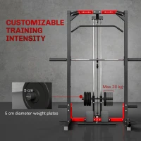 SPORTNOW Cable Crossover Machine, Multi-Function Power Rack with Pull Up Bar, Lat Pull Down System, Squat Rack, Barbell Bar(m-5)