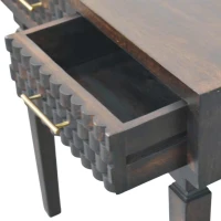 Solid Wood Arno Console Table with 2 Smooth-Gliding Drawers, Handcrafted Bedside Table with Mango Wood, 35L x 80W x 82H cm, Brown(m-6)