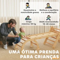 AIYAPLAY Triângulo de Escalada 7 em 1 com Arco e Rampa Escalada para Crianças de Madeira Dobrável para 18-48 Meses 188x70 cm Madeira(m-8)