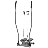 HOMCOM Stepper com Guiadores Extensores Aparelho Fitness com Ecrã Lcd Multifunções Aço Abs 54x40x135 cm Preto e Prata(m-7)