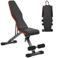 HOMCOM Banco de Musculación Plegable con Respaldo y Asiento Ajustables Extensión de Pierna Cojín de Predicador Banda Negro(m-10)