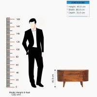 Solid Mango Wood Round Coffee Table with 2 Smooth-Gliding Drawers, Handcrafted Desk for Living Room, 45L x 85W x 38H cm, Brown(m-3)