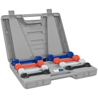 Conjunto de halteres total 10 kg - Colaboração Aosom.fr x FFHandball - pares de 0,5/1/1,5/2 kg com mala metal PU(m-7)