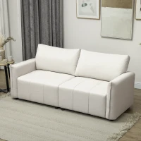 HOMCOM Canapé 3 places, accoudoirs et dossier rembourrés, canapé en tissu aspect lin crème(m-10)