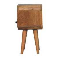 Solid Mango Wood Mini Curved Bedside with Spacious Drawer and Open Slot, Table with Space-saving Storage, 20L x 20W x 40H cm, Brown(m-7)