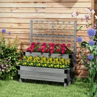 Outsunny Raised Garden Bed with Trellis, 2-Tier Wooden Elevated Planter Box  for Vegetables, Flowers, Herbs, Grey(m-2)
