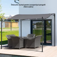 Outsunny Copertină de Rezervă pentru Pergolă cu 16 Orificii de Scurgere, Cârlige şi Inele, 297x 297 cm, Gri Închis(m-9)