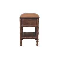 Solid Mango Wood Storage Bench with 2 Smooth-Gliding Drawers, High-Resilience Cushioned Seat with Shelf, 35L x 90W x 55H cm, Brown(m-9)