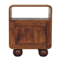 Solid Mango Wood Bedside Table with 2 Smooth-Glide Drawers, Open Shelf, Desk for Living Room, 35L x 45W x 55H cm, Brown(m-8)