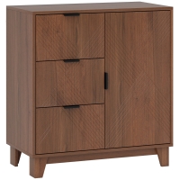 HOMCOM Aparador para Sala Móvel de Arrumação com Porta 3 Gavetas e Prateleira Ajustável 75x39x80 cm Efeito Madeira Marrom