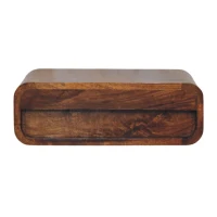 Solid Mango Wood Wall-Mounted Bedside Table with Drawer and Durable Space-Saving Construction, Desk for Bedroom, 32L x 45W x 15H cm, Brown(m-8)