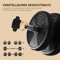 SPORTNOW 2-in-1 Hantel-Set, Lang- & Kurzhantel, 30 kg, rutschfest, bodenschonend, Schwarz/Grün(m-5)