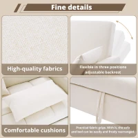 Multifunctional Folding Sofa Bed with Adjustable Backrest and 2 Cushions, Daybed Ideal for Small Flats, 127L x 75-180W x 94H cm, Off White(m-5)