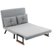 HOMCOM Sofá Cama Sofá Convertível em Cama de 2 Lugares Dobrável com Encosto Ajustável em 5 Níveis e 2 Almofadas 102x73x81 cm Bege(m-7)