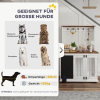 PawHut Hundebox mit Aufbewahrungsregal für Spielzeug, Haken für Leinen, Schreibtafel, Radiergummi, für große Hunde, Weiß(m-9)