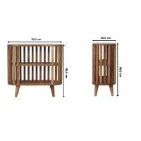 Solid Mango Wood Ariella Cabinet with 2 Open Shelves with Oak-like Finish, Bedside Shelf with Slim Nordic Legs, 30L x 70W x 65H cm, Brown(m-3)