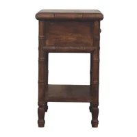 Solid Mango Wood Bedside Table with Drawer and Open Slot, Bedside Cabinet with Hand-Finished Construction, 36L x 45W x 60H cm, Brown(m-11)