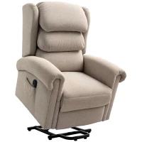 HOMCOM Velvet-Feel Electric Riser Recliner Chair - Khaki(m-1)