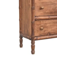 Solid Mango Wood 3-Drawer Chest with Turned Spindle Legs, Bedside Cabinet with Generous Organisation Drawers, 36L x 75W x 80H cm, Brown(m-7)