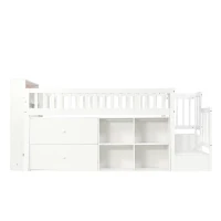 3ft Single Wooden Storage Bed with Headboard Storage and Colourful LED Strips, Single Bed with 2 Drawers, 262L x 95W x 120H cm, White(m-2)