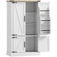HOMCOM Armário de Cozinha com 4 Portas 6 Porta-Temperos e Prateleiras Reguláveis 76,3x40x136 cm Branco(m-1)