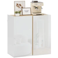 HOMCOM Buffet à haute brillance, meuble de rangement avec 2 portes à fermeture amortie et étagère réglable, 80x40x80cm, blanc(m-11)