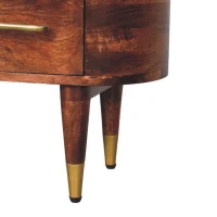 Solid Mango Wood Open-Slot Media Unit with Hand-Finished Detailing, TV Unit with Smooth-Gliding Drawers, 30L x 100W x 40H cm, Brown(m-5)