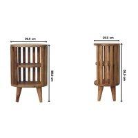 Ariella Solid Mango Wood Bedside Table with 2 Open Shelves, Desk with Hand‑Finished Minimalist Scandi‑Style Legs, 26L x 36W x 55H cm, Brown(m-3)