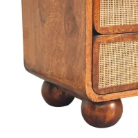 Solid Mango Wood Bedside Table with 2 Smooth-Glide Drawers, Open Shelf, Desk for Living Room, 35L x 45W x 55H cm, Brown(m-5)