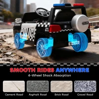 AIYAPLAY Auto Elettrica per Bambini a Tema Polizia con Telecomando Motore Doppio Sirena Sospensioni a 4 Ruote e Fari Blanco(m-4)