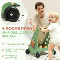 AIYAPLAY Andador de Madeira para Bebé Centro de Atividades de Aprendizagem Montessori com Controlo de Velocidade com Xilofone 33,5x36x46,8 cm Verde(m-6)