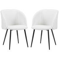 HOMCOM Conjunto de 2 Cadeiras de Sala de Jantar com Encosto em Tecido Efeito Lã Bouclê Pernas em Aço 55x62x80 cm Branco Preto